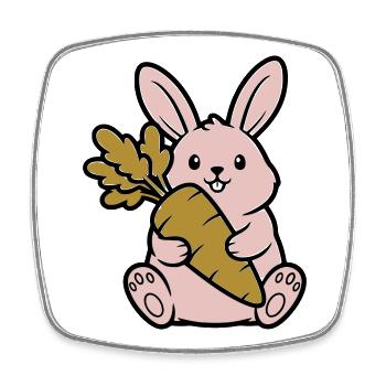 Süßer Hase mit Karotte Möhre Comic - Viereckiger Kühlschrankmagnet - Weiß - Vorne