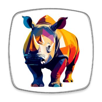Geometric Colorful Rhino Rhino Pop Art Motif - Square fridge magnet - white - Front