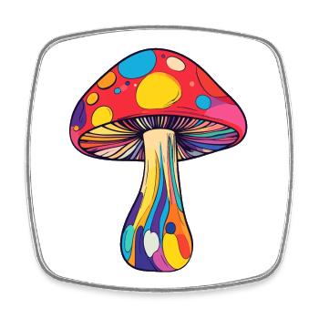 Champignon arc-en-ciel psychédélique coloré - Magnet carré - blanc - Devant
