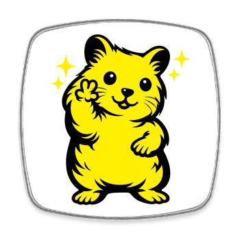 Hamster Cartoon - Square fridge magnet - white - Front