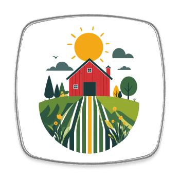 Ferme avec motif d’agriculture de grange rouge - Magnet carré - blanc - Devant