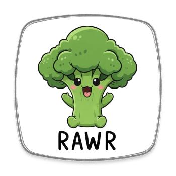 Dessin animé de brocoli sucré aux légumes Rire Joie Végan - Magnet carré - blanc - Devant