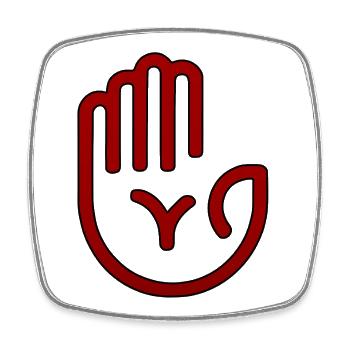 Red Minimal Handprint - Square fridge magnet - white - Front