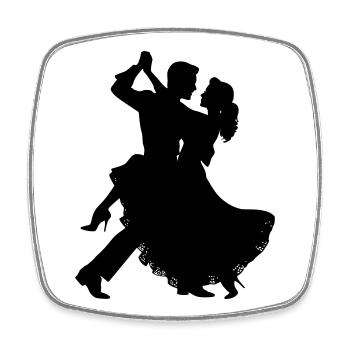 Silhouette du couple dansant | Motif de danse élégante - Magnet carré - blanc - Devant