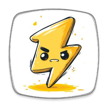 Kawaii Blitz-Pfeil Cartoon - Viereckiger Kühlschrankmagnet - Weiß - Vorne