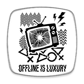 Offline Is Luxury Glitch TV - Viereckiger Kühlschrankmagnet - Weiß - Vorne
