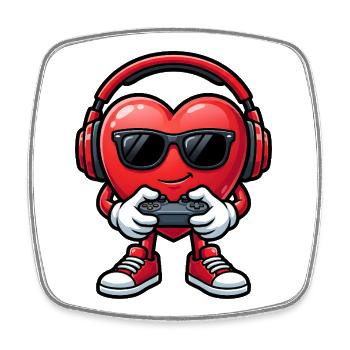 Cool Gamer Heart mit Kopfhörern und Controller - Viereckiger Kühlschrankmagnet - Weiß - Vorne