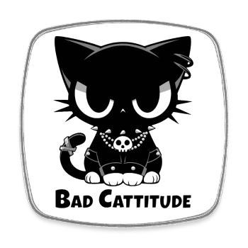 Bad Cattitude | Goth Katze mit Attitüde - Viereckiger Kühlschrankmagnet - Weiß - Vorne