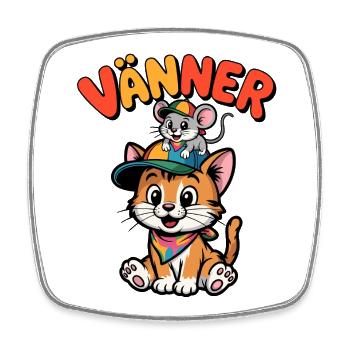 Freunde und Freunde für immer – Süße Katze und Maus - Viereckiger Kühlschrankmagnet - Weiß - Vorne