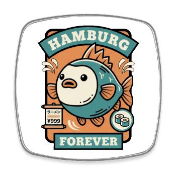 Hamburger Fischkopf de Hambourg - Magnet carré - blanc - Devant