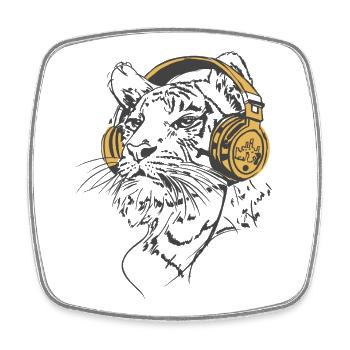 Tiger_Vibes - Viereckiger Kühlschrankmagnet - Weiß - Vorne