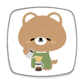Bear Barista Coffee Pour Over - Square fridge magnet - white - Front