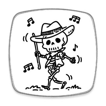 Dancing Cowboy Skeleton | Music & Halloween Theme - Square fridge magnet - white - Front