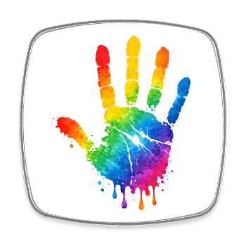 Bunter Handabdruck Aquarell Design  - Viereckiger Kühlschrankmagnet - Weiß - Vorne