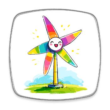 Rainbow Windmill Smile - Square fridge magnet - white - Front