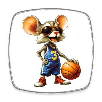 Mäuse Basketball - Viereckiger Kühlschrankmagnet - Weiß - Vorne