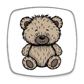 Cute Scruffy Beige Teddy Bear  - Square fridge magnet - white - Front