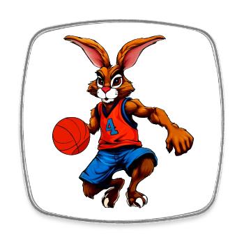 Hasen Basketball - Viereckiger Kühlschrankmagnet - Weiß - Vorne