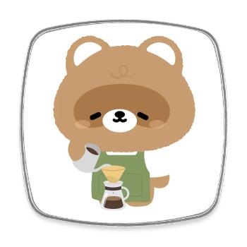 Beaver Barista Cozy Brew - Viereckiger Kühlschrankmagnet - Weiß - Vorne