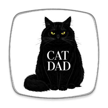 Cat Dad - Design d’illustration de chat noir - Magnet carré - blanc - Devant