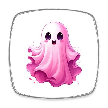 Cute Pink Ghost - Square fridge magnet - white - Front