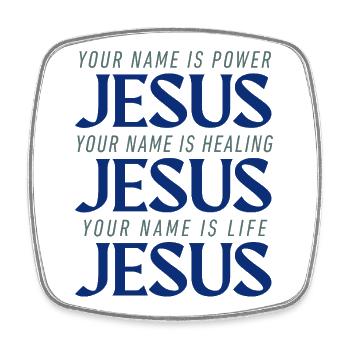 JESUS POWER HEALING LIFE - Viereckiger Kühlschrankmagnet - Weiß - Vorne