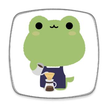Kawaii Frog Barista - Magnet carré - blanc - Devant