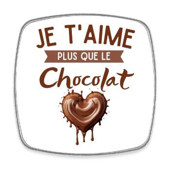 I love you more than chocolate heart - Square fridge magnet - white - Front