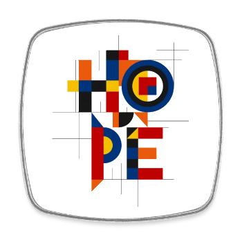 Lettrage géométrique Hope - Magnet carré - blanc - Devant
