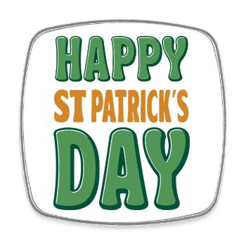 Happy St. Patrick's Day Green Orange - Square fridge magnet - white - Front