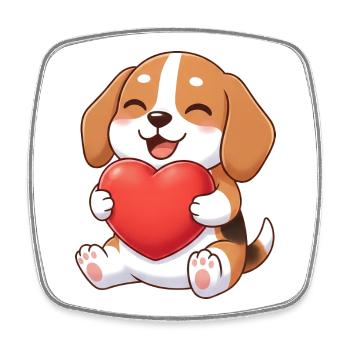 Süßer Beagle Hund Cartoon Herz Valentinstag - Viereckiger Kühlschrankmagnet - Weiß - Vorne