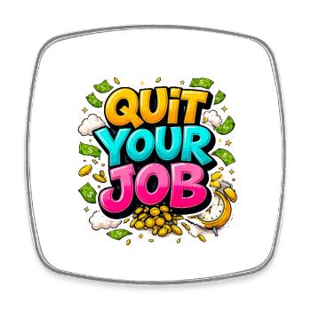 Quit Your Job: Freedom and Gold - Square fridge magnet - white - Front