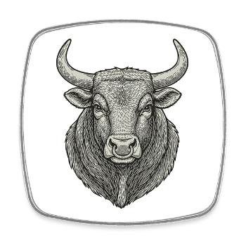 Stier - Viereckiger Kühlschrankmagnet - Weiß - Vorne