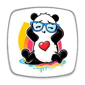Relaxter Panda mit Sonnenbrille  - Viereckiger Kühlschrankmagnet - Weiß - Vorne