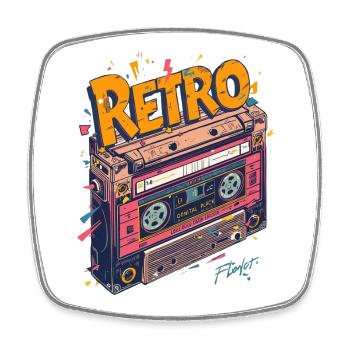 BOOMBOX KIDS - classic retro style - Square fridge magnet - white - Front