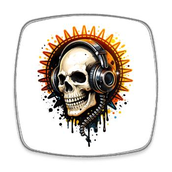 Illustration de crâne avec casque - Magnet carré - blanc - Devant