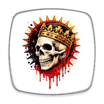 Crowned Skull Art Illustration - Square fridge magnet - white - Front