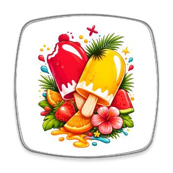 Glace tropicale avec illustration de fruits - Magnet carré - blanc - Devant