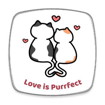 L’amour est purrfect – Couple de chats mignons - Magnet carré - blanc - Devant
