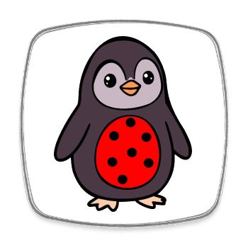 Penguin Ladybug Costume - Square fridge magnet - white - Front