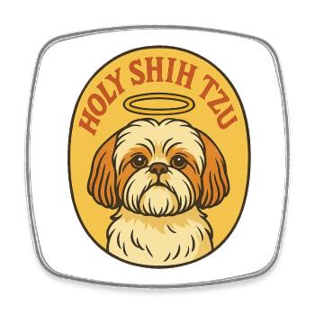 Holy Shih Tzu Halo Badge - Square fridge magnet - white - Front