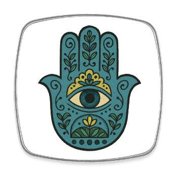 Hamsa Eye Floral Boho Palme - Viereckiger Kühlschrankmagnet - Weiß - Vorne