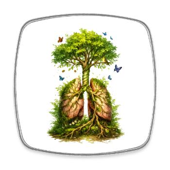 L’arbre pousse à partir de poumons verts - Magnet carré - blanc - Devant