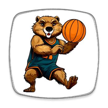 Le joueur de basket-ball Biber - Magnet carré - blanc - Devant
