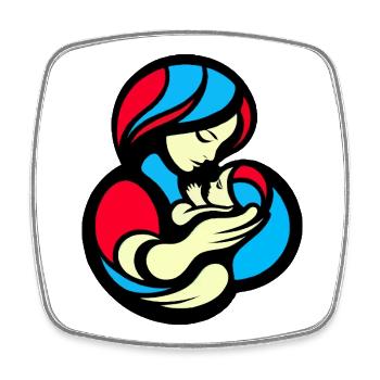 Style de blocs de couleur mère et enfant - Magnet carré - blanc - Devant