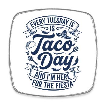 Jeden Dienstag Taco Tag Fiesta - Viereckiger Kühlschrankmagnet - Weiß - Vorne