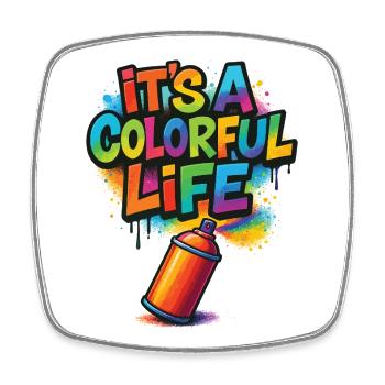 Colorful Life Graffiti Spray - Viereckiger Kühlschrankmagnet - Weiß - Vorne