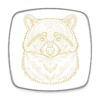 Minimalist raccoon head silhouette design - Square fridge magnet - white - Front