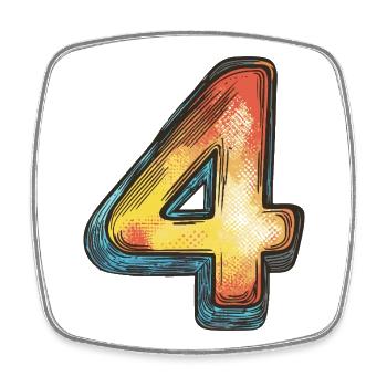 4 Number Colorful - Square fridge magnet - white - Front