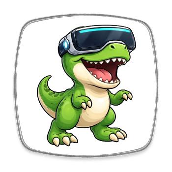 Tino Dinosaur T-Rex VR Gamer Computer Nerd - Square fridge magnet - white - Front